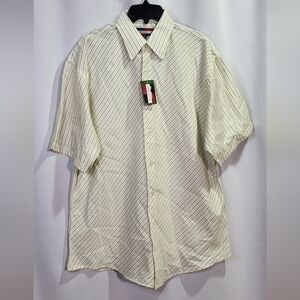 Dimension Men's NWT Light Yellow Striped Short Sleeve Dress Shirt Size Medium